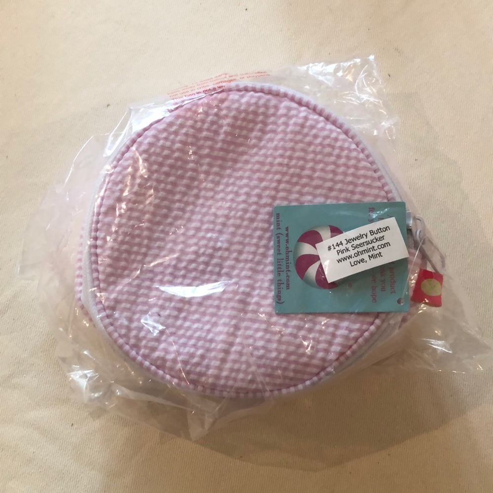 Oh Mint Pink Seersucker Jewelry Button (6 inches)